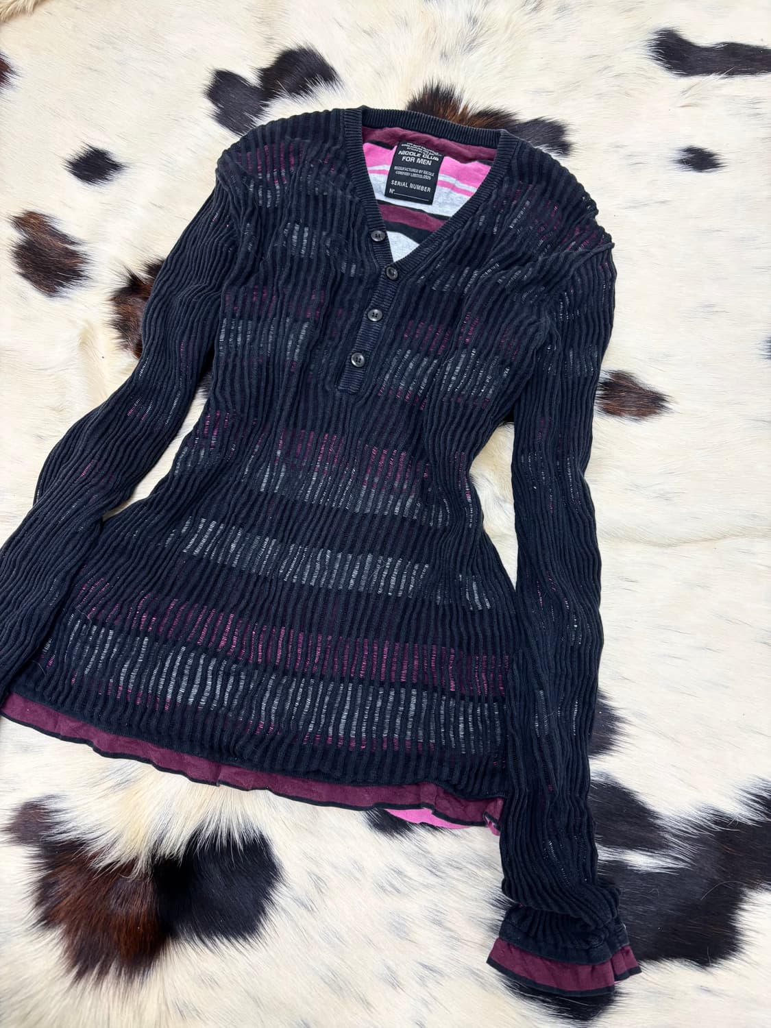 [Nicole]Black&Pink Stripe Layered Sleeve 상품이미지5