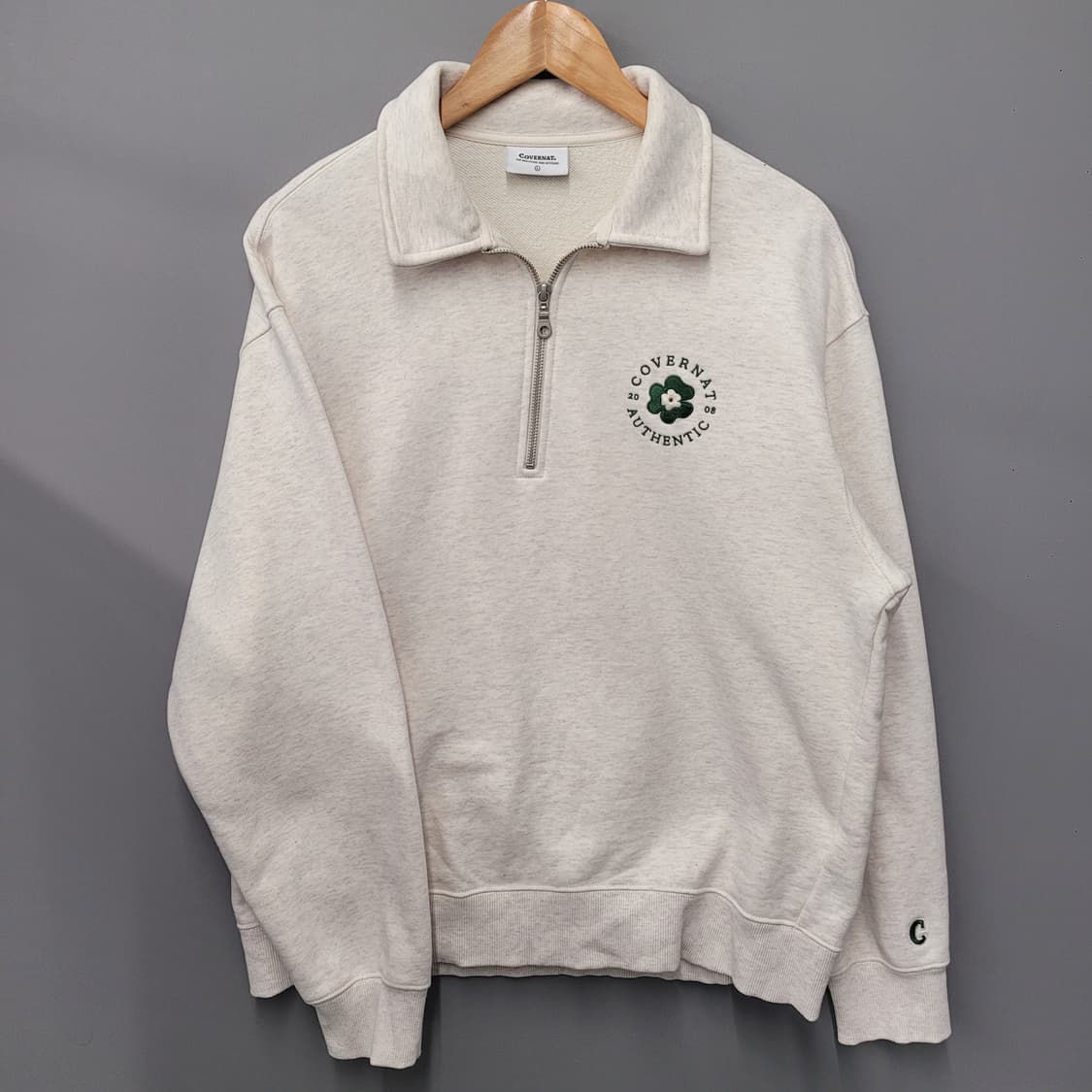 커버낫 클로버 카라 하프 집업 맨투맨 헤더그레이 상품이미지1