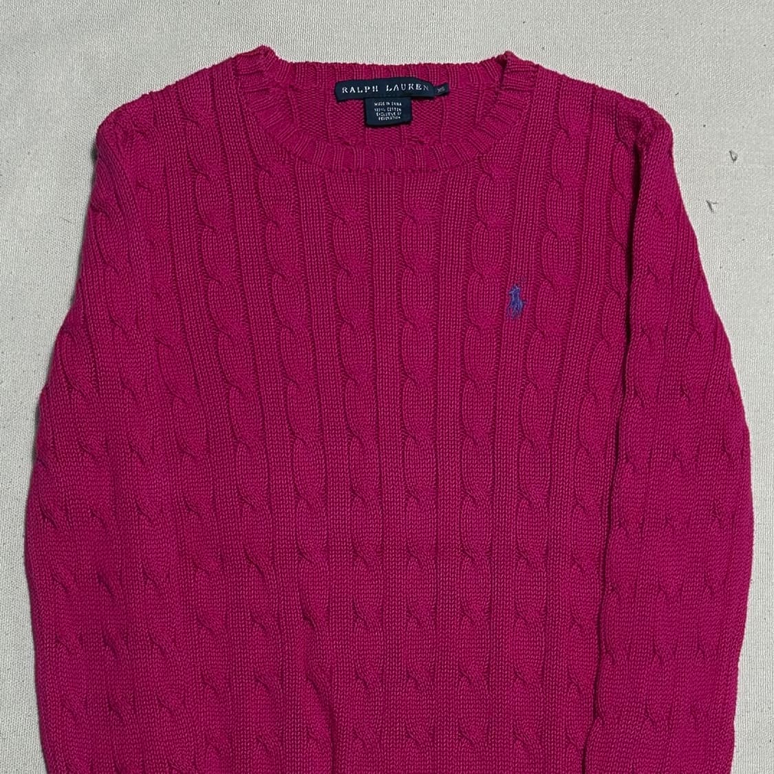 XS 폴로랄프로렌 여성용 핑크 케이블 니트  상품이미지1
