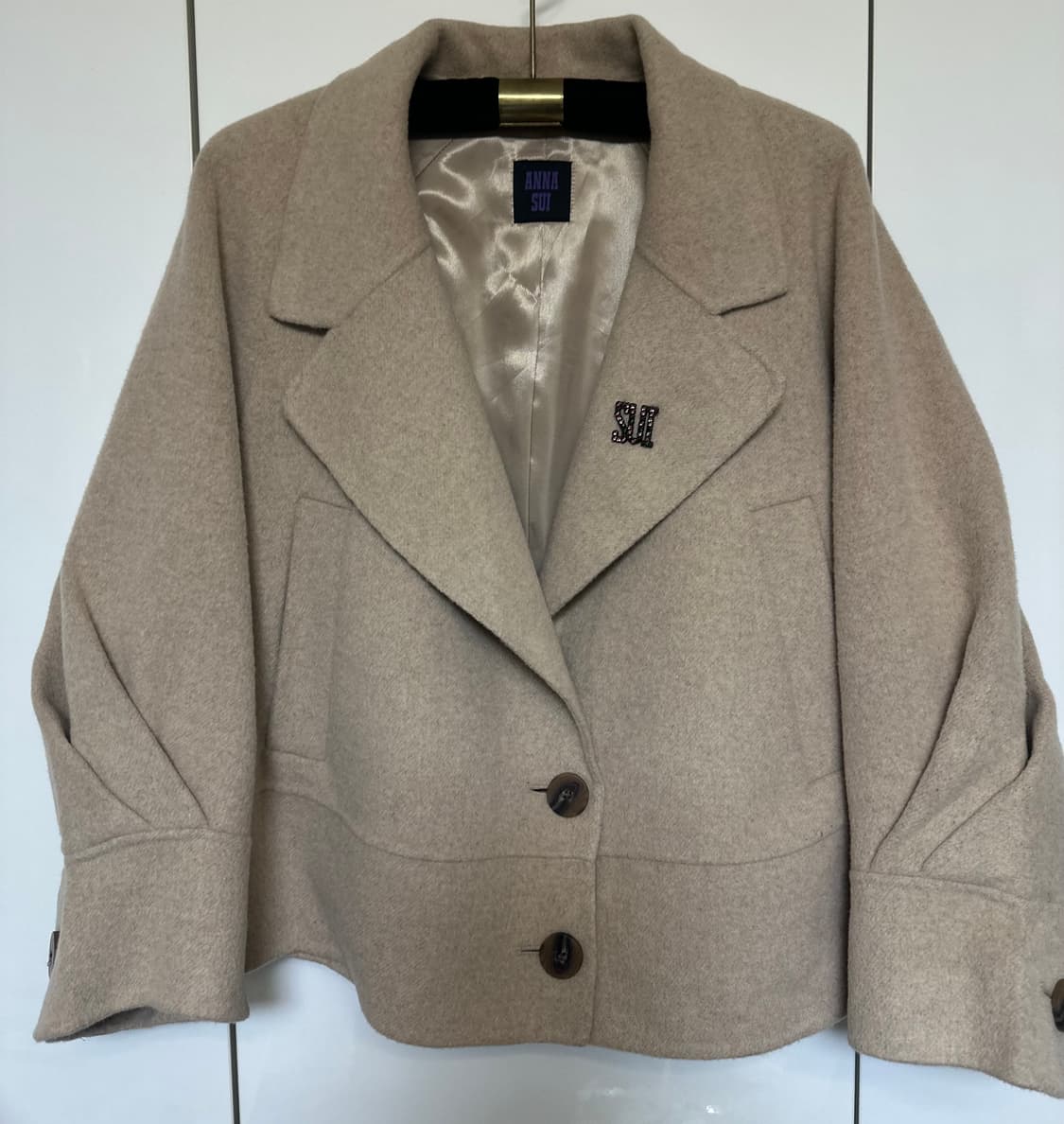 안나수이 베이지색 울 밍크 코트 상품이미지2