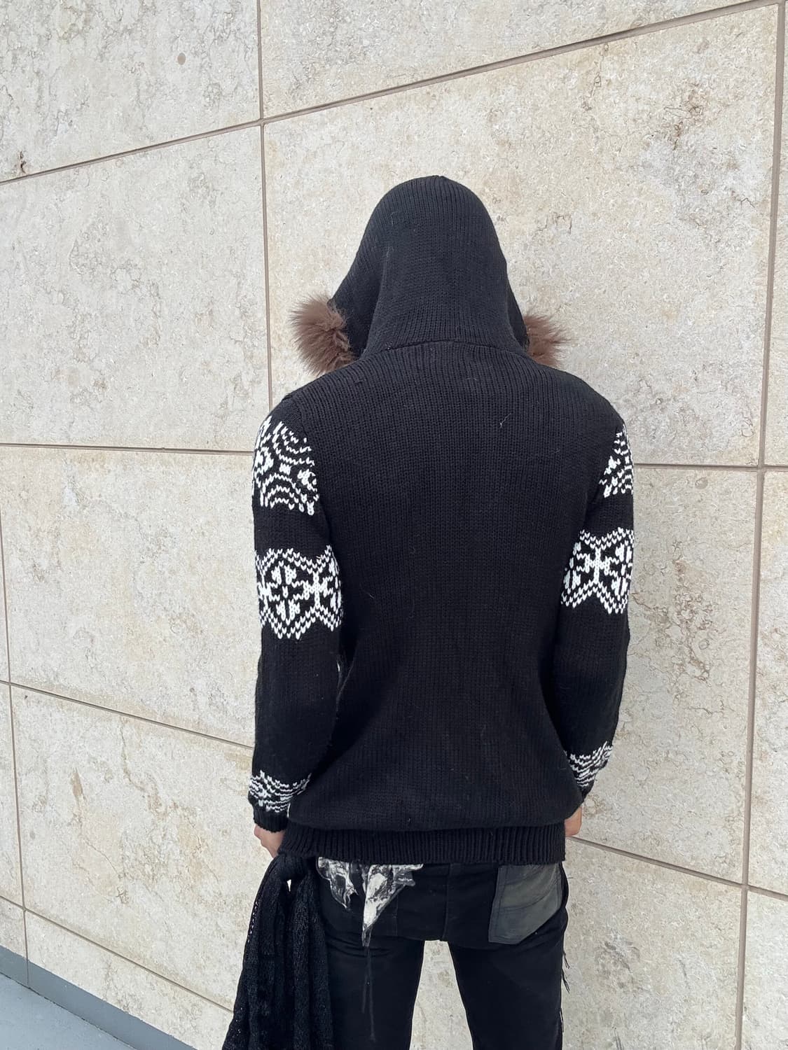 “Vintage”00’s Brown Fur Black Knit 2-way 상품이미지4