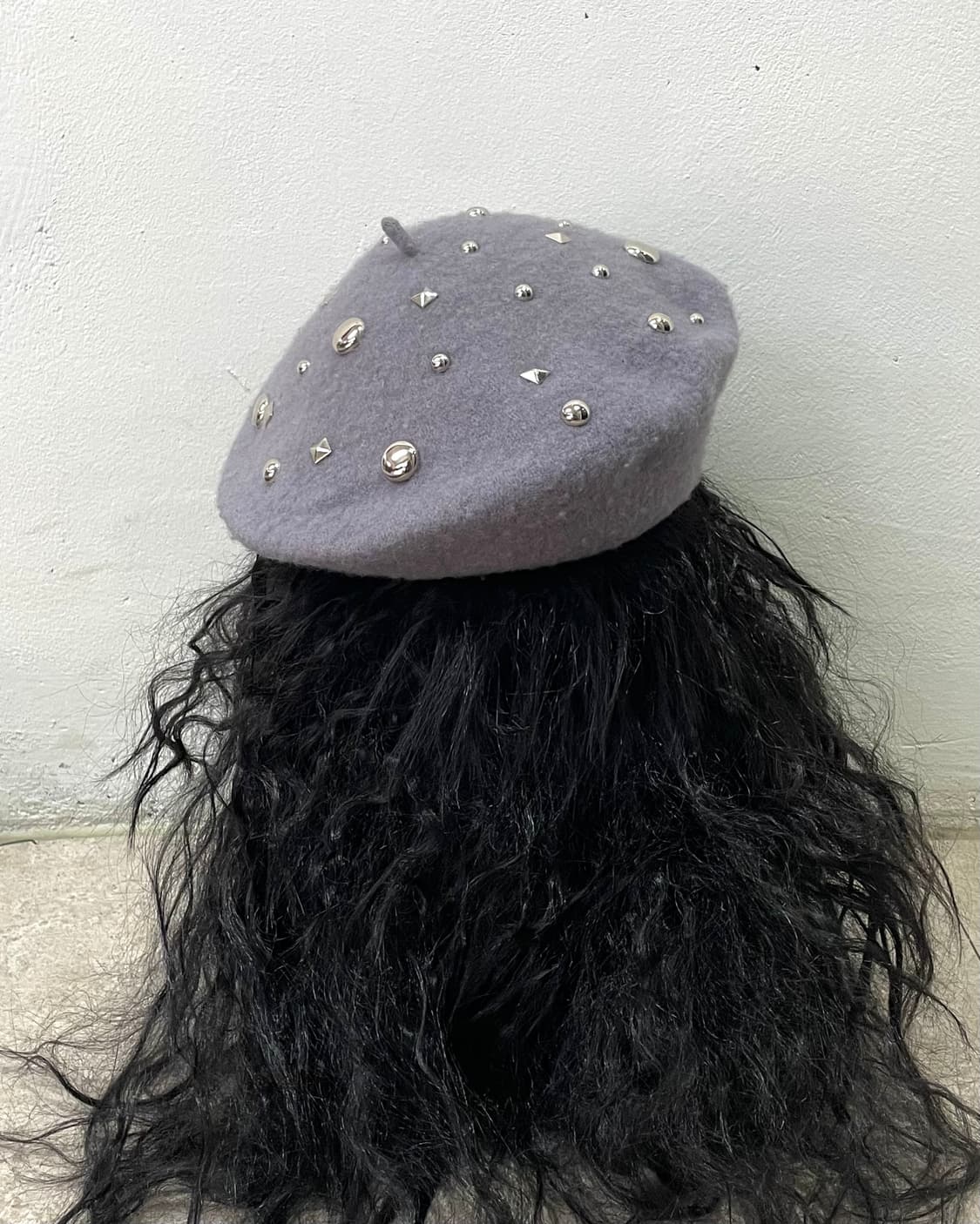 grey wool silver stud beret 상품이미지3