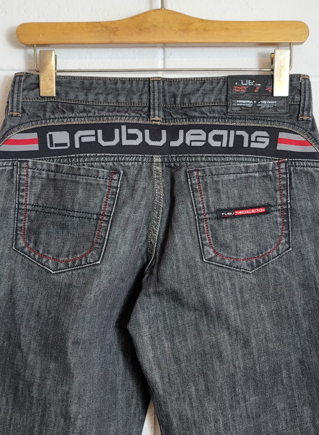 푸부(FUBU, 남여공용) 올드스쿨 흑청(데님) 워싱 바지 판매 상품이미지8