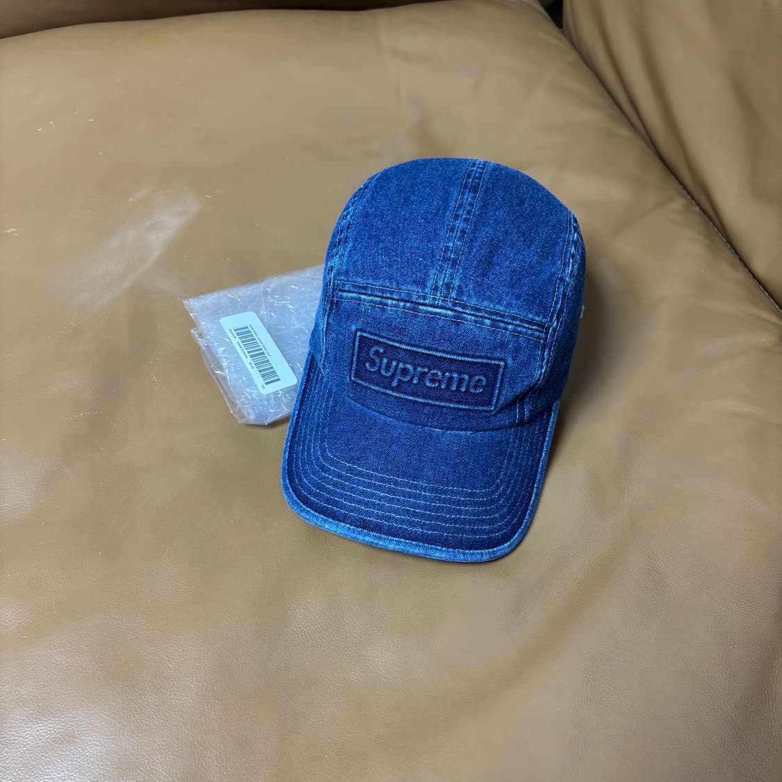 슈프림 캠프캡 모자 박스로고 워시드 데님 상품이미지1