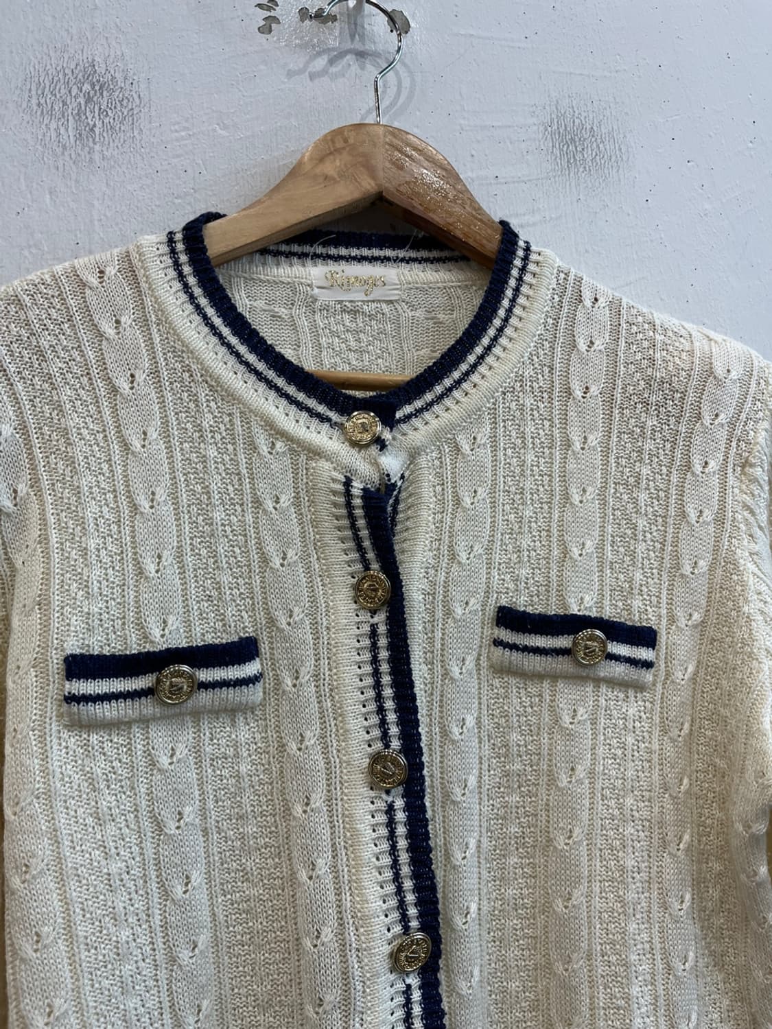 Made in JAPAN 린넨 블렌드 금장 가디건 우먼즈 상품이미지2