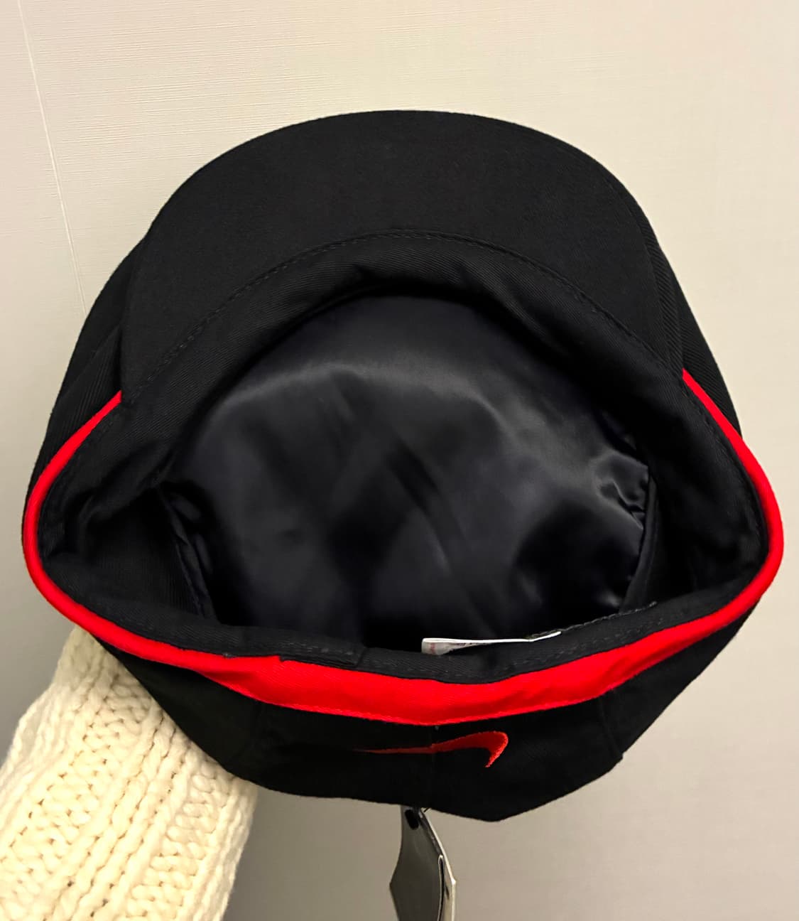 (M)90s 나이키 스포츠 코튼 빈티지 베레모 캡 모자 블랙레드 상품이미지8