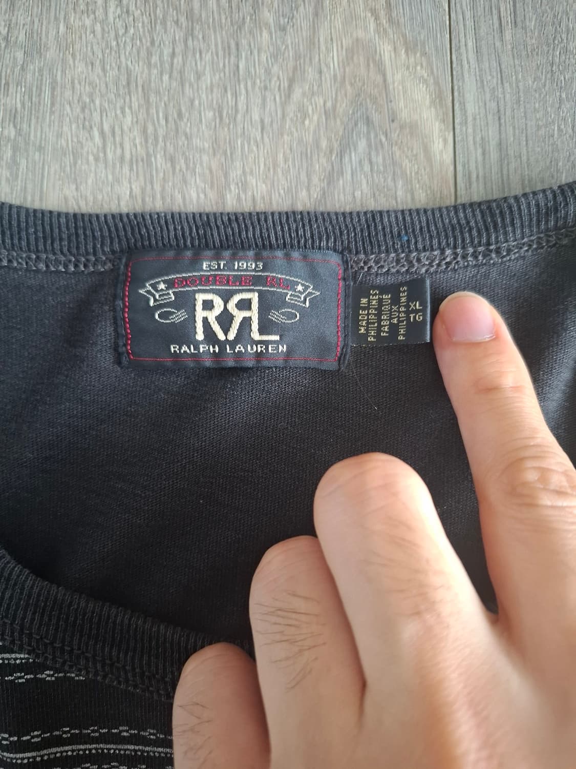 XL RRL 인디고 자카드 스트라이프 반팔 티셔츠 상품이미지4