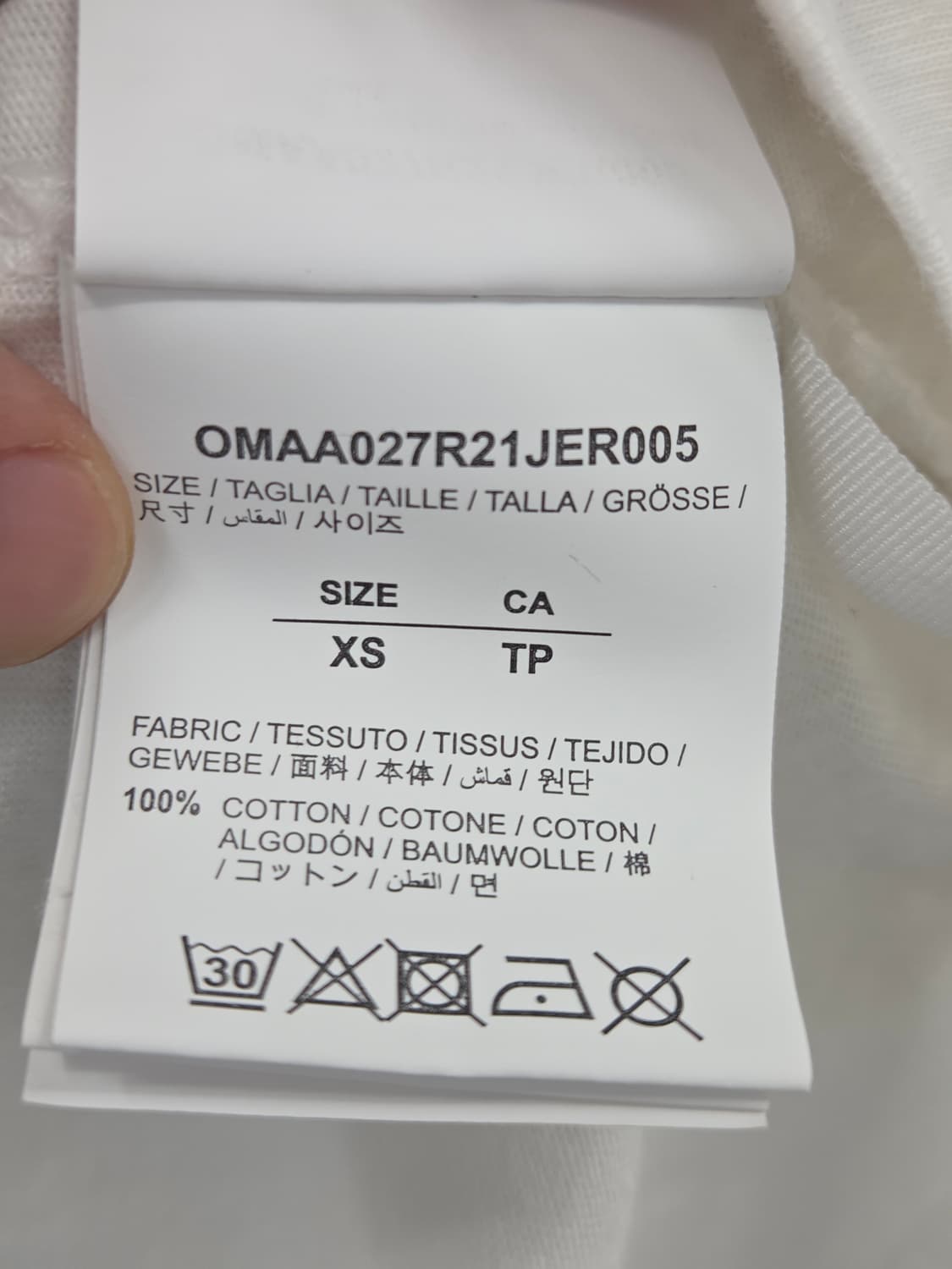 XS 정품 오프화이트 핸드 로고 반팔 티셔츠 화이트 상품이미지10