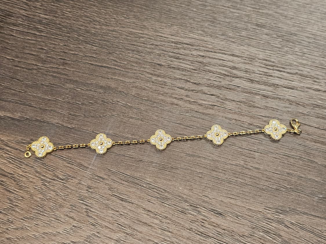 클로버 5모티브 팔찌 옐로우골드톤 상품이미지2