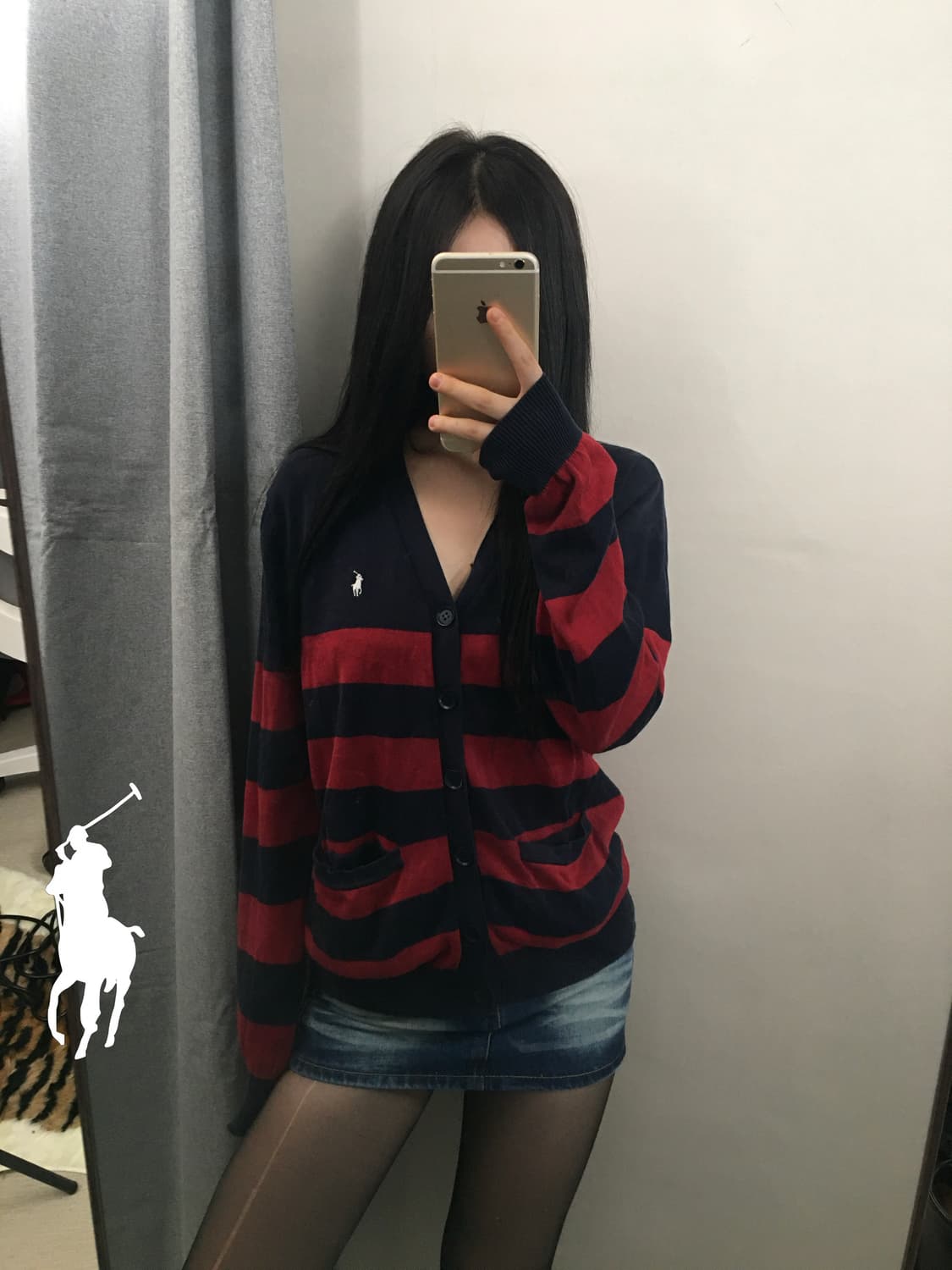 [정품]폴로 랄프로렌 네이비 스트라이프 가디건 S 상품이미지1