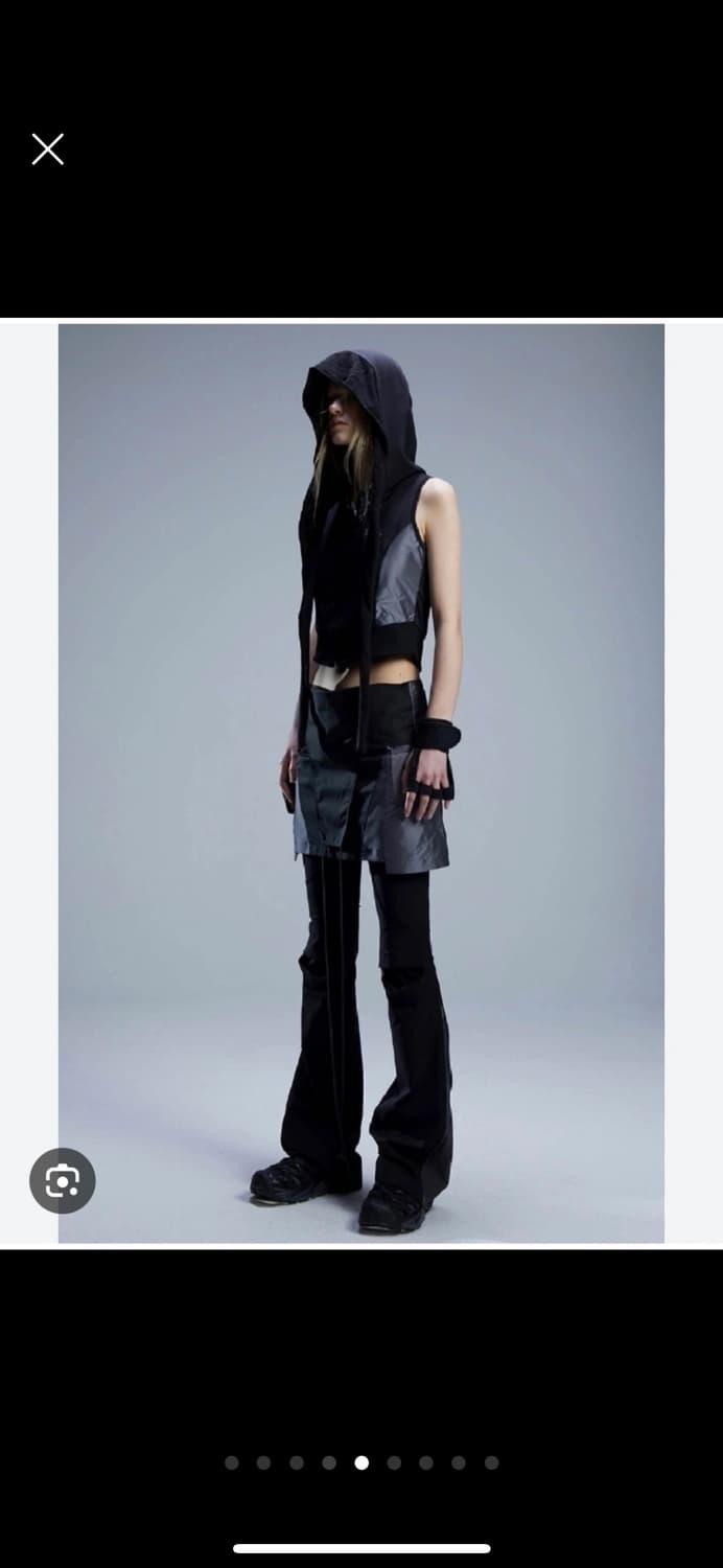 오호스 ojos 매쉬 오버롤 스커트 블랙S 상품이미지5