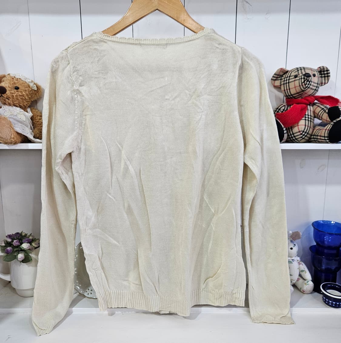 (axes femme) 아이보리 레이스 프릴 니트 가디건 상품이미지4