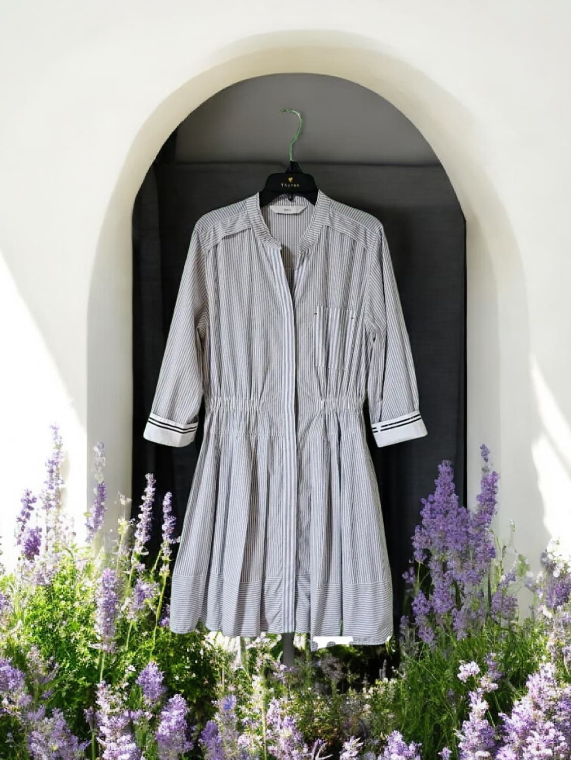 듀엘 DEWL 스트라이프 러블리 7부 플레어 미디원피스 55 상품이미지1