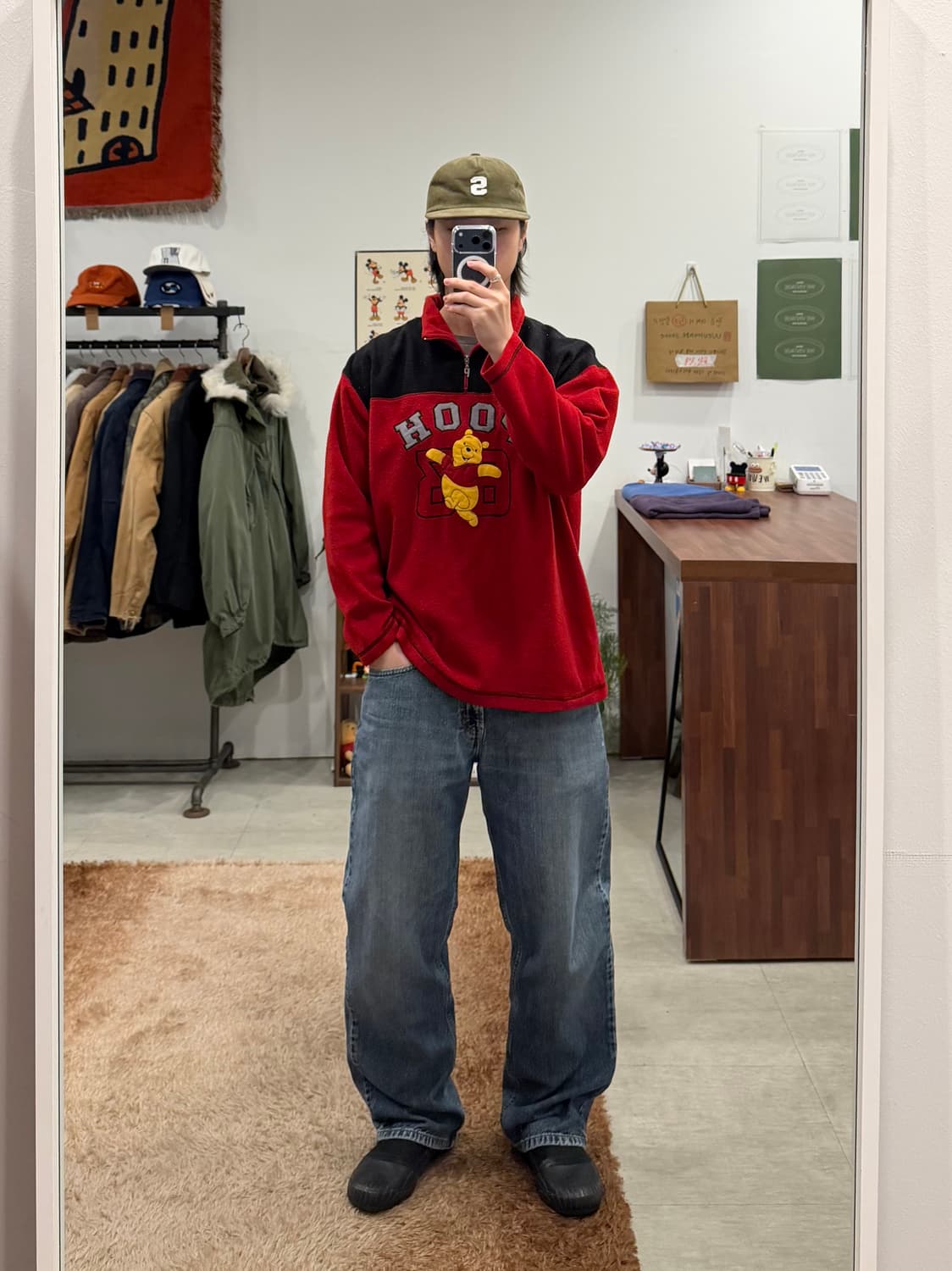 00s Pooh 푸우 디즈니 하프넥 집업 플리스 스웻 상품이미지2