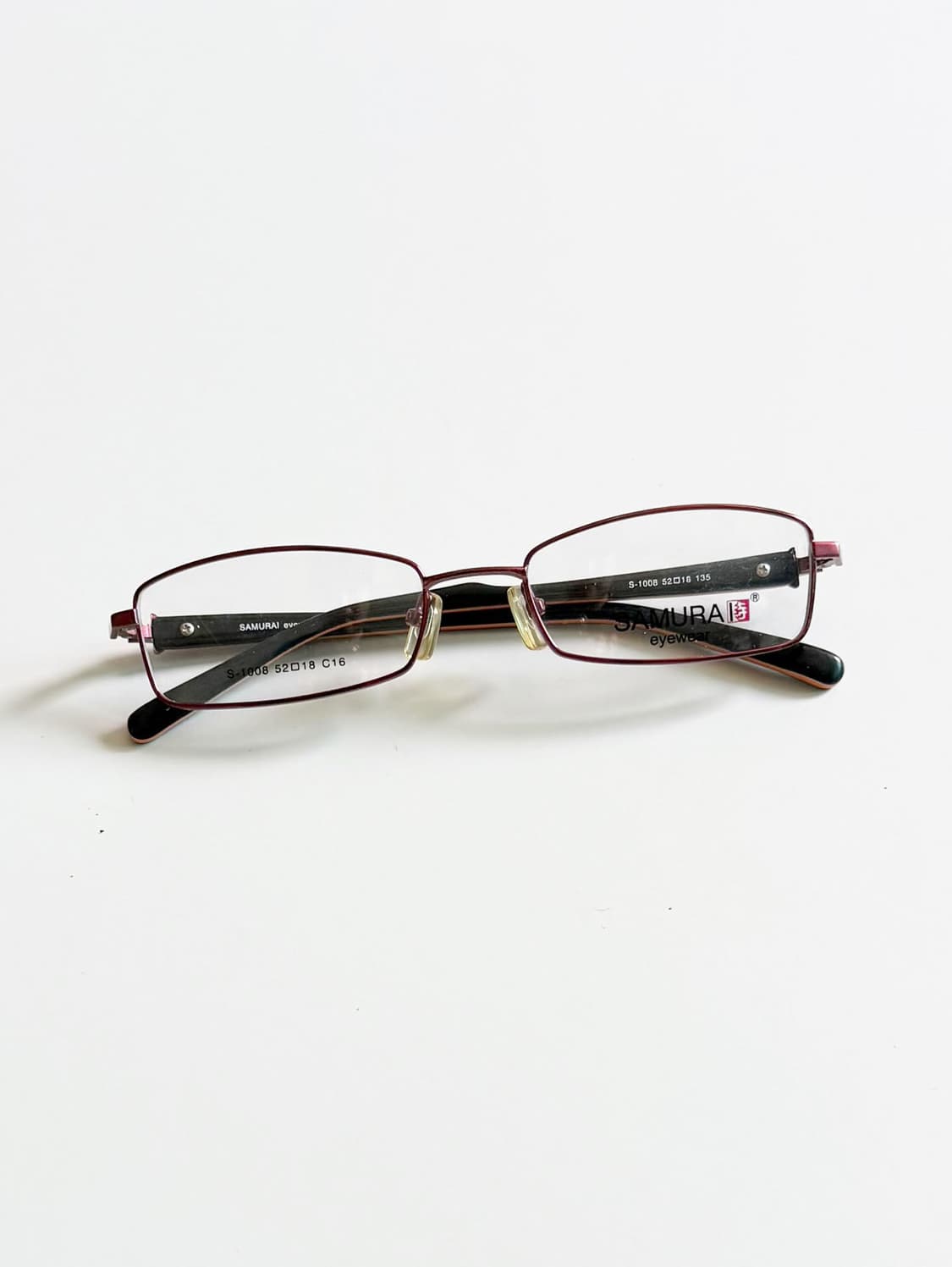 SAMURAI EYEWEAR 버건디 슬림 스퀘어 메탈 빈티지 안경 상품이미지1