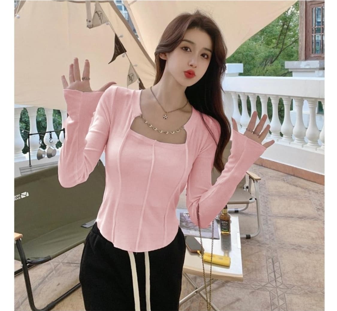 새옷)스퀘어넥 티셔츠 (체인탈착) 상품이미지3