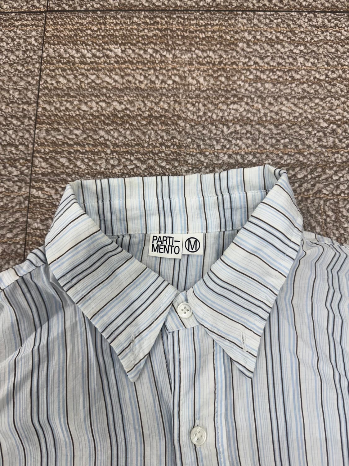 파트리먼트 멀티 스트라이프 a-라인 오버핏 하프 셔츠 스카이 상품이미지4