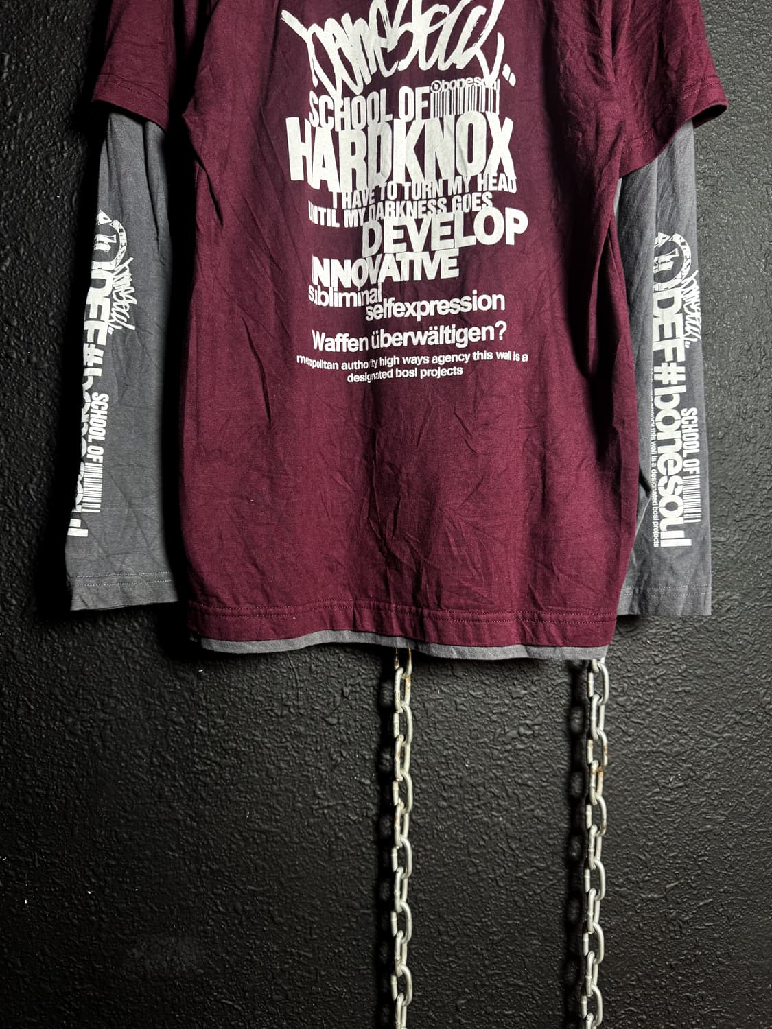 Burgundy & gray Layered lLong Sleeves    상품이미지6