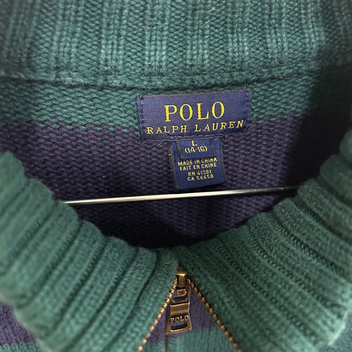 폴로 랄프로렌 스몰포니 배색 스트라이프 니트집업 상품이미지3