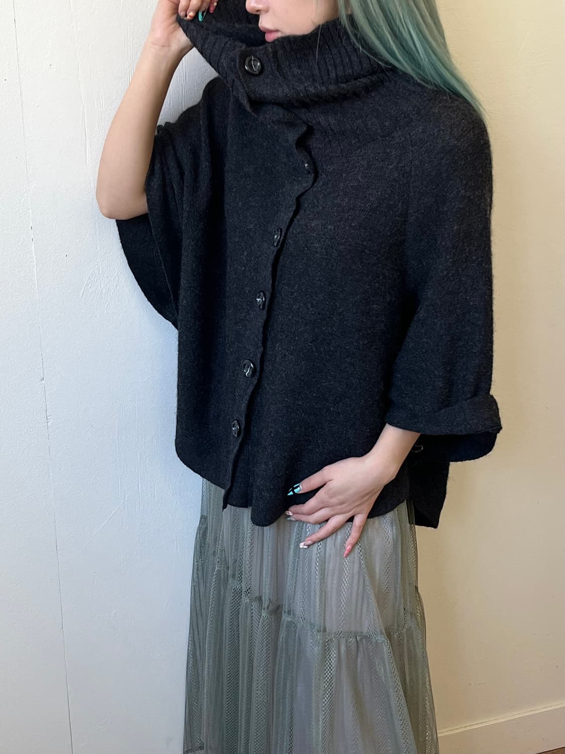 imana 버튼업 케이프 자켓 상품이미지8