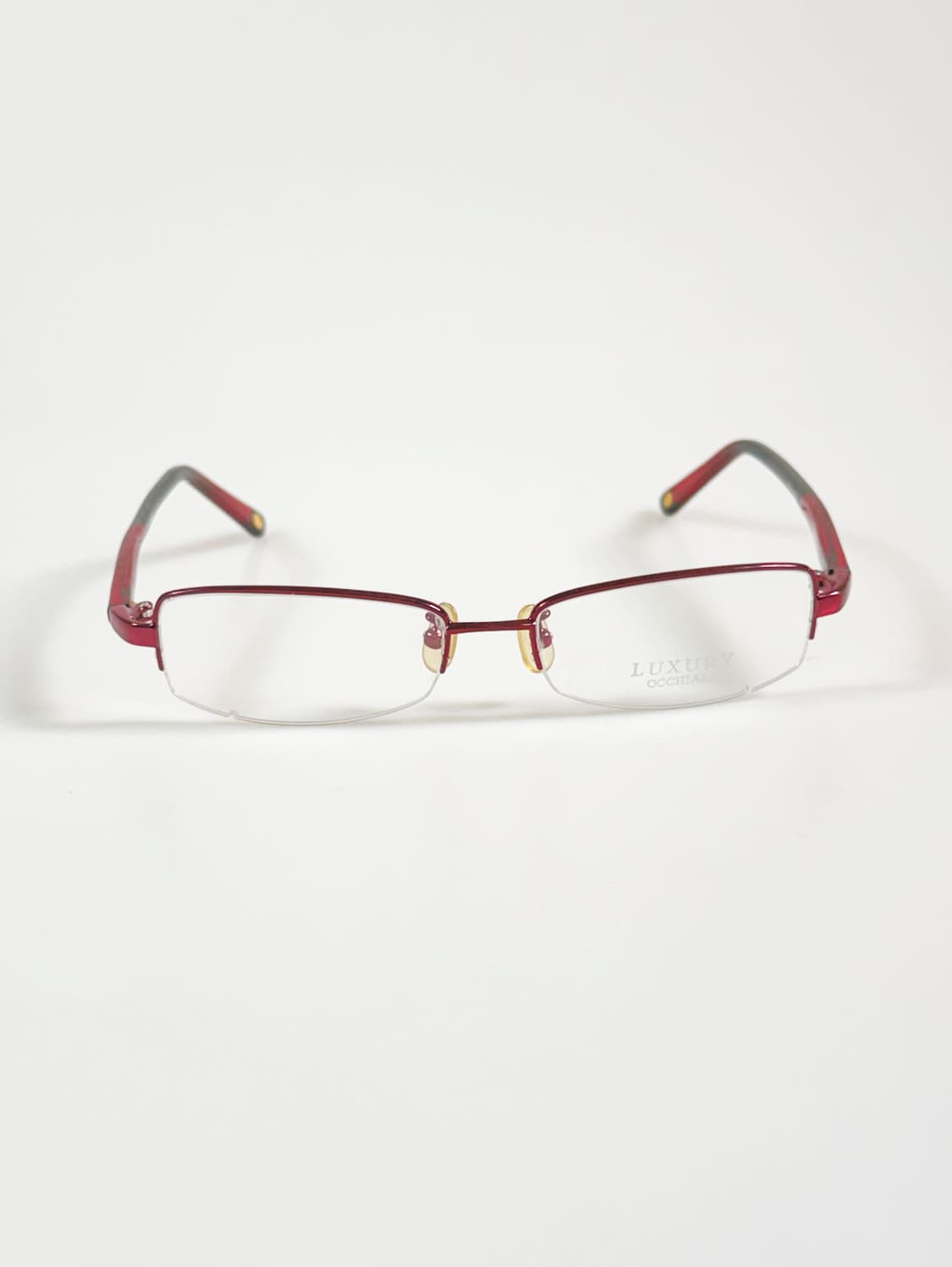 LUXURY OCCHIALI 레드 반무테 스퀘어 메탈 빈티지 안경 상품이미지2