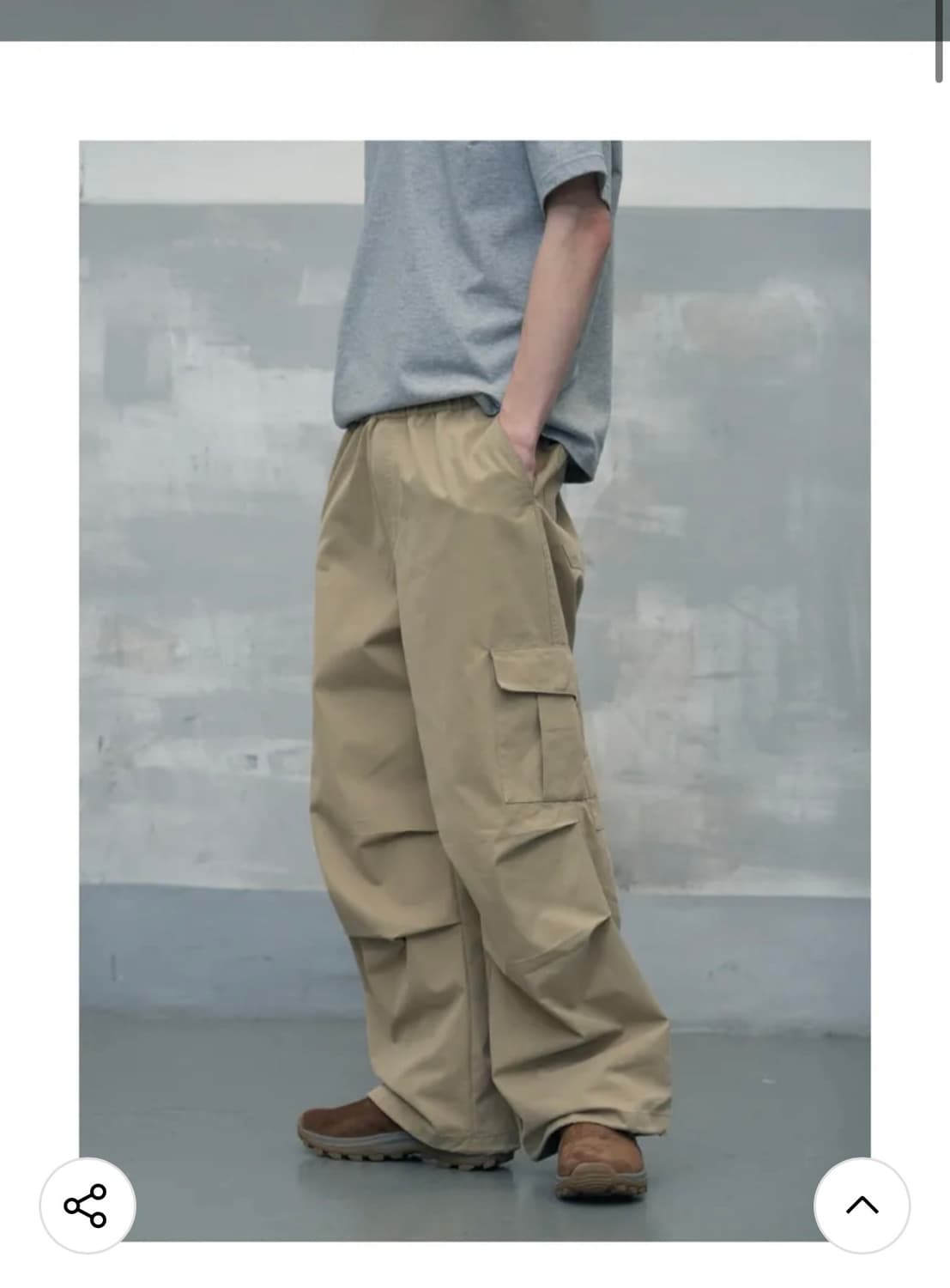 (M) 레더리 파라슈트 와이드 카고 팬츠 [COTTON BEIGE] 판매 상품이미지5