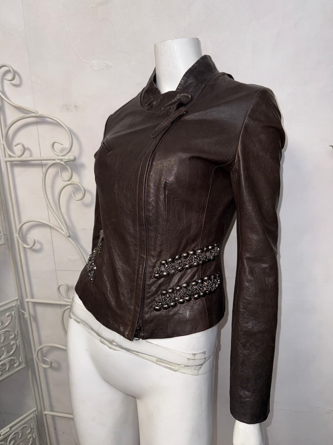 OBZEE brown lamb skin stud two way jk 상품이미지8