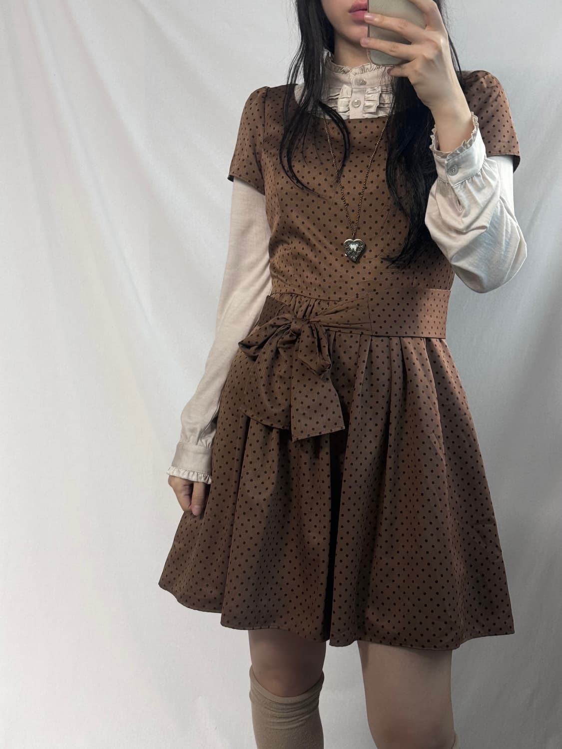 도트 패턴 세미 글로시 원피스 상품이미지6