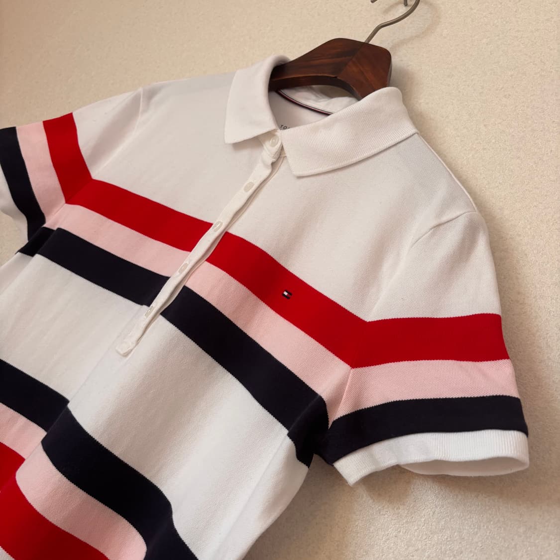 타미힐피거 반팔 폴로 티셔츠 M 피케 스판 클래식핏 스트라이프 상품이미지4