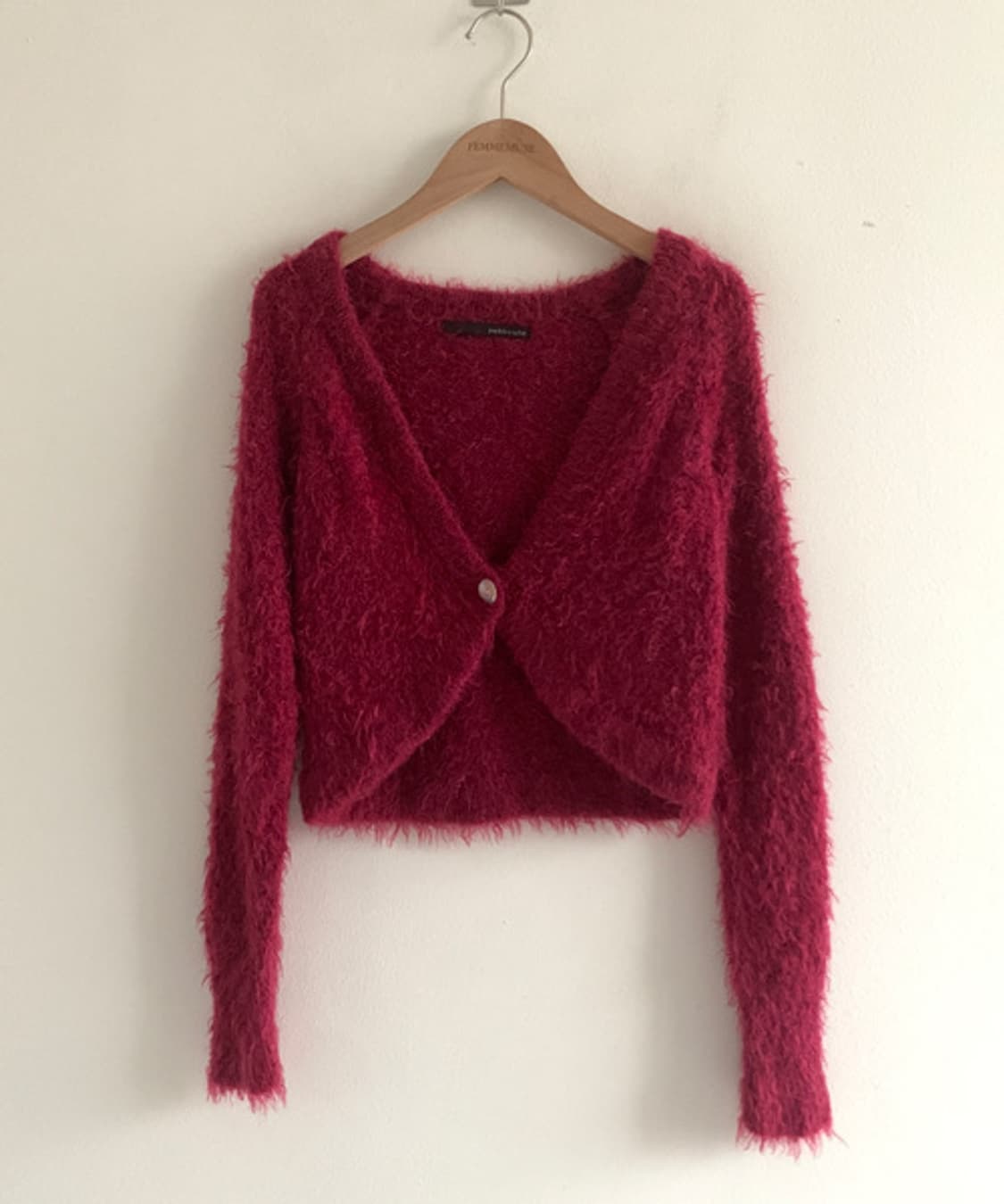 Fur One Button Crop Cardigan 상품이미지2