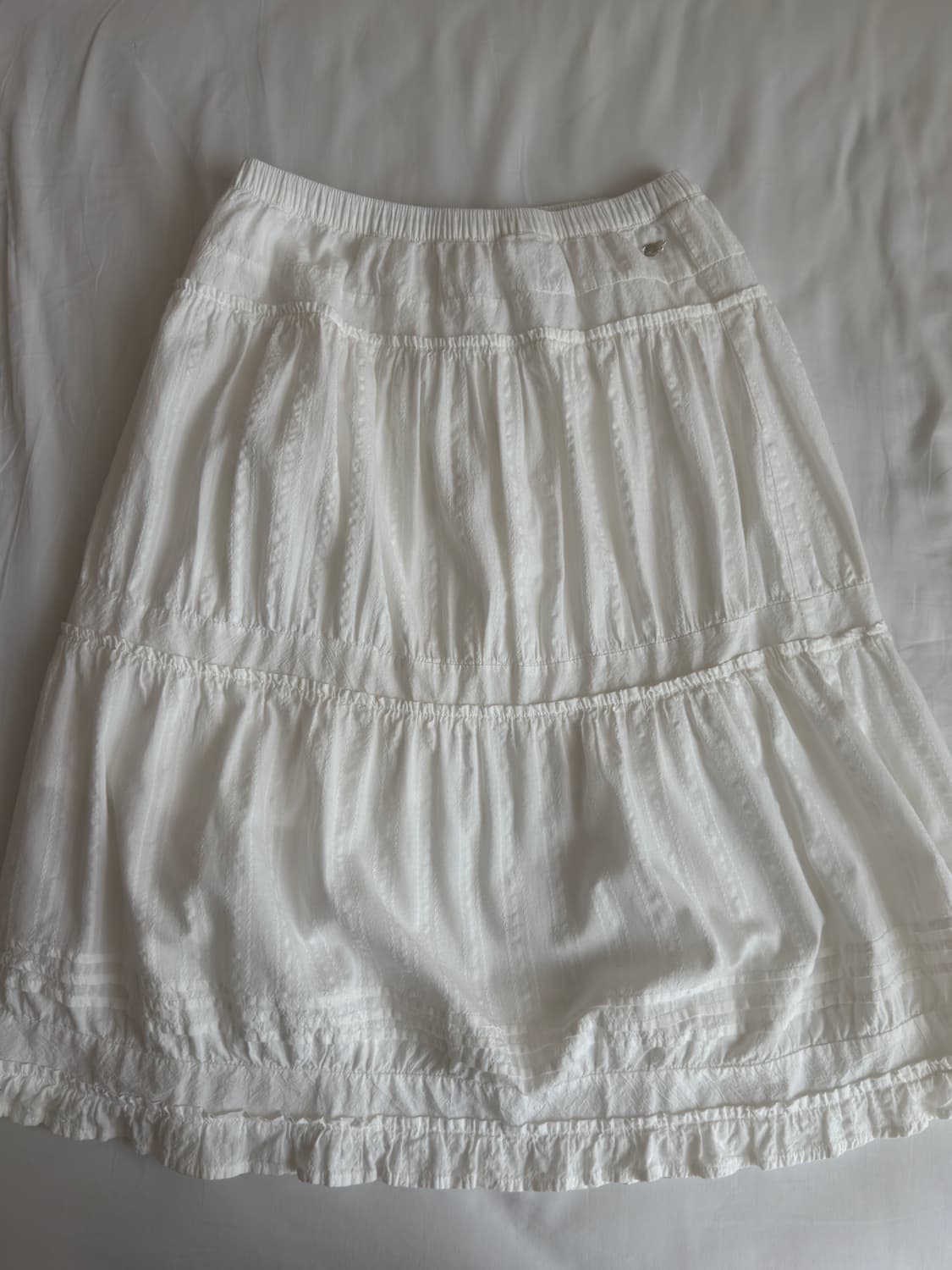 SHIRRING MIDI SKIRT WHITE 상품이미지3