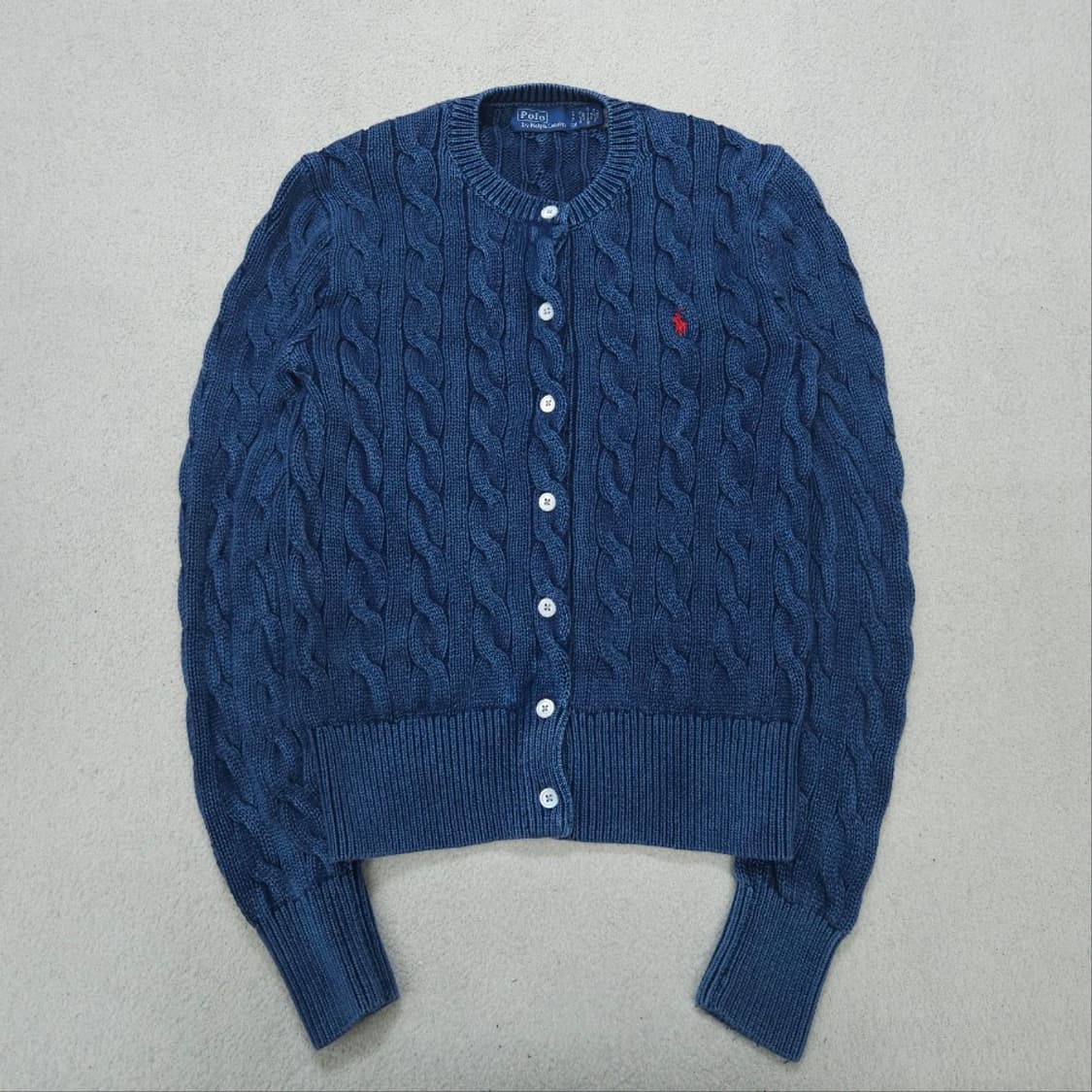 폴로 랄프 로렌 신형 QR 케이블 가디건 S 인디고 가먼트 다잉 상품이미지2