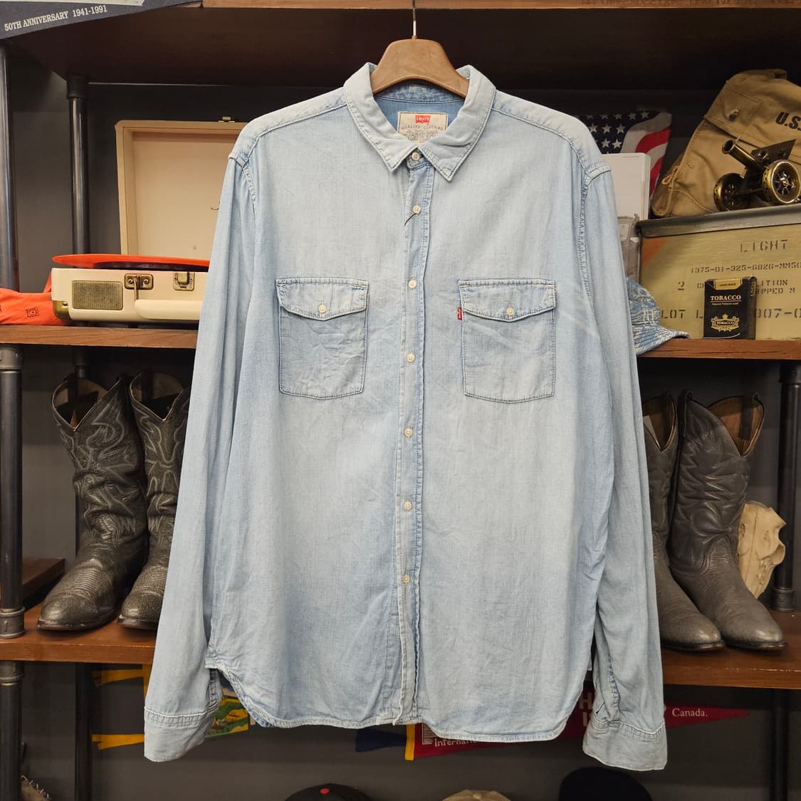 90s 리바이스 라이트 워싱 데님 셔츠 N1133 상품이미지1