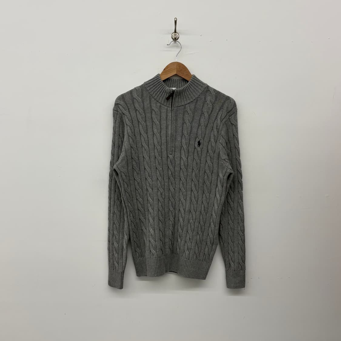 폴로 랄프로렌 케이블 반집업 니트 그레이 남/M 상품이미지1