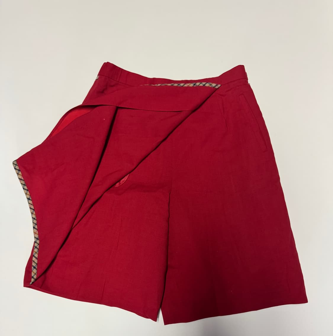 여성 닥스 Daks 체크 스커트 치마 반바지 레드 29.9인치 상품이미지2