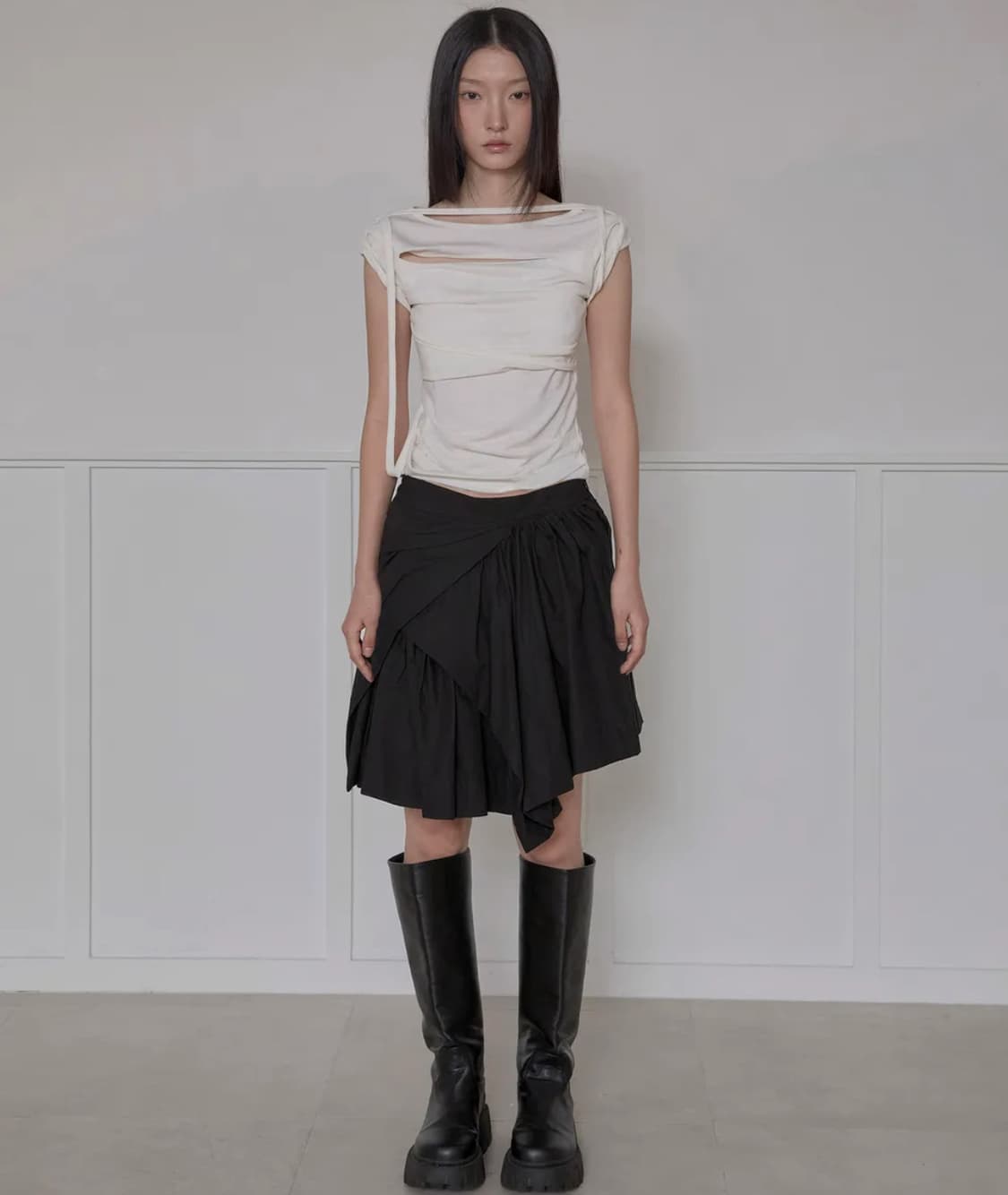 플레어업 Asymmetrical Draped Layered Skirt 상품이미지1