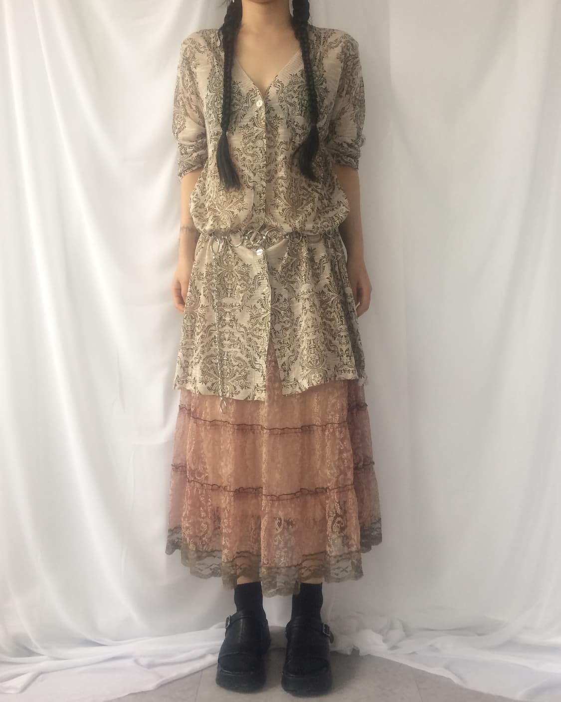 Ornament pattern long cardigan 상품이미지5