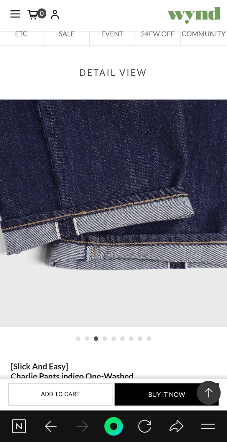 슬릭앤이지 찰리(Charlie) 팬츠 데님 원워시 상품이미지4