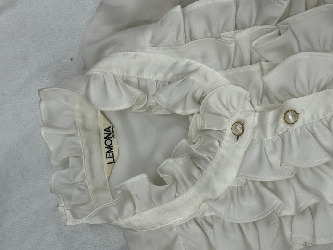 LEMONA 화이트 실크 세틴 프릴 블라우스 고스로리 지뢰계 양산형 상품이미지7