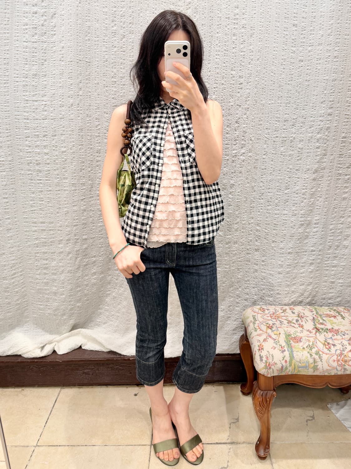 check muse vest blouse 상품이미지2