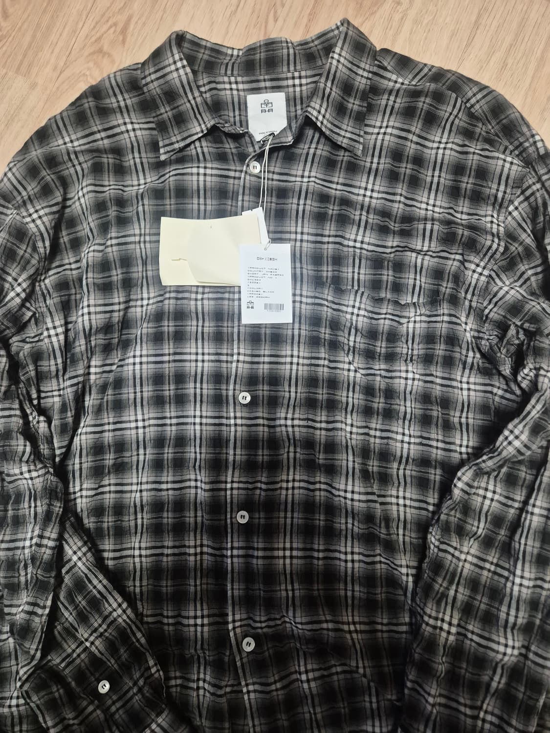 3) 폴리테루 컨트리체크 셔츠 워시드 블랙 상품이미지1