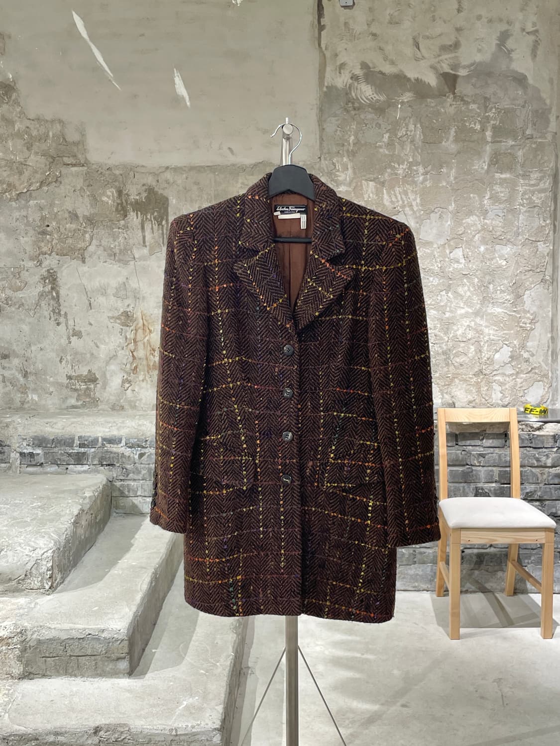 살바토레 페라가모 브라운 트위드 블레이저 자켓 상품이미지1