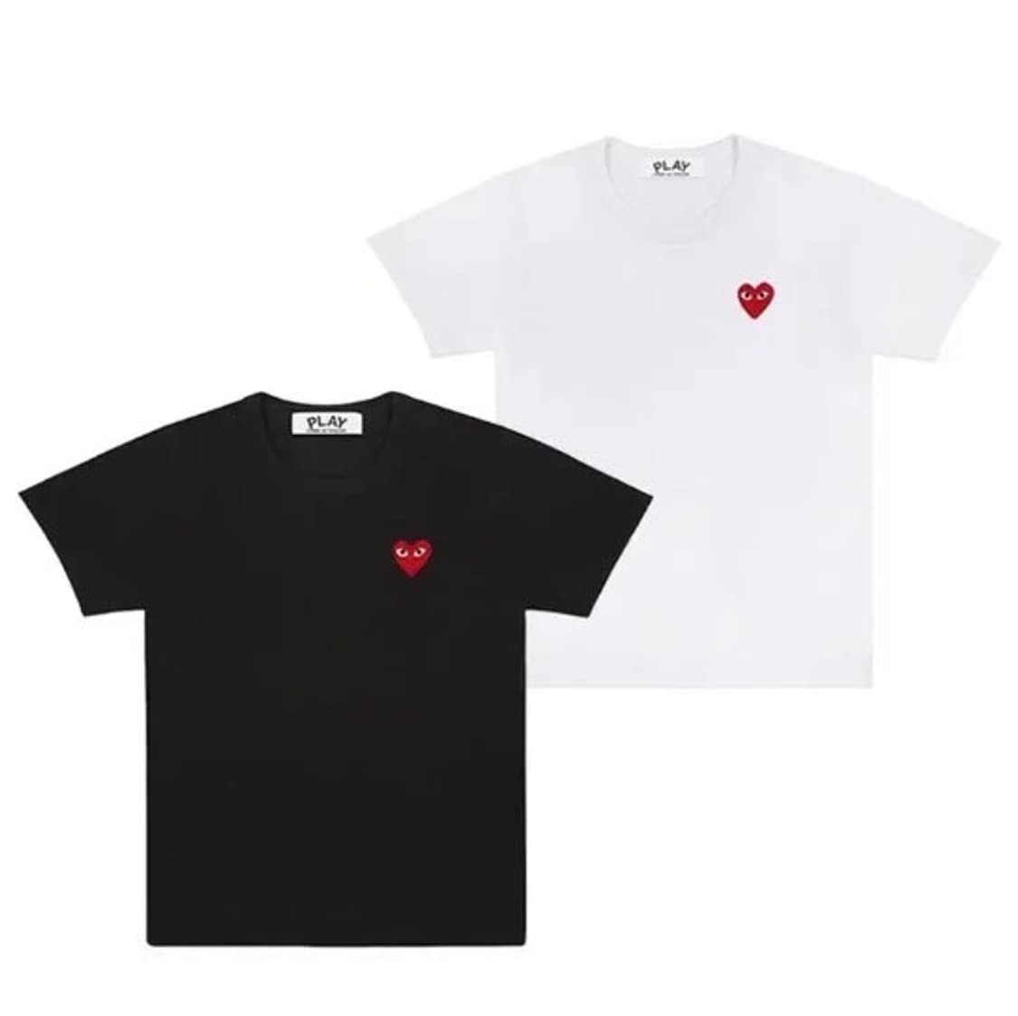 (폐업정리!) 꼼데가르송 와펜 하트 반팔 티셔츠 블랙 화이트 상품이미지1