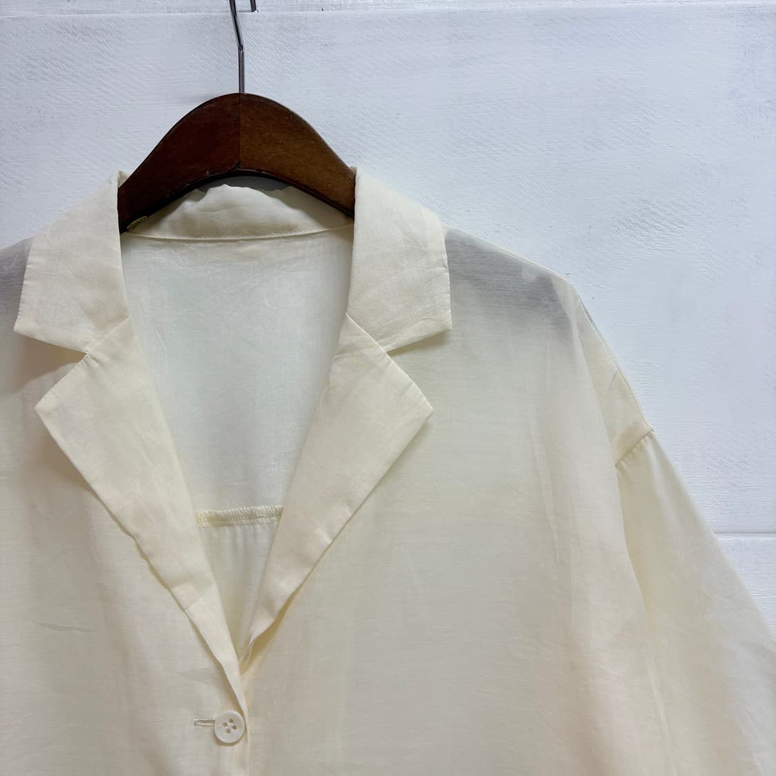 오간자 셔링 오픈카라 블라우스 자켓 JPN  상품이미지2