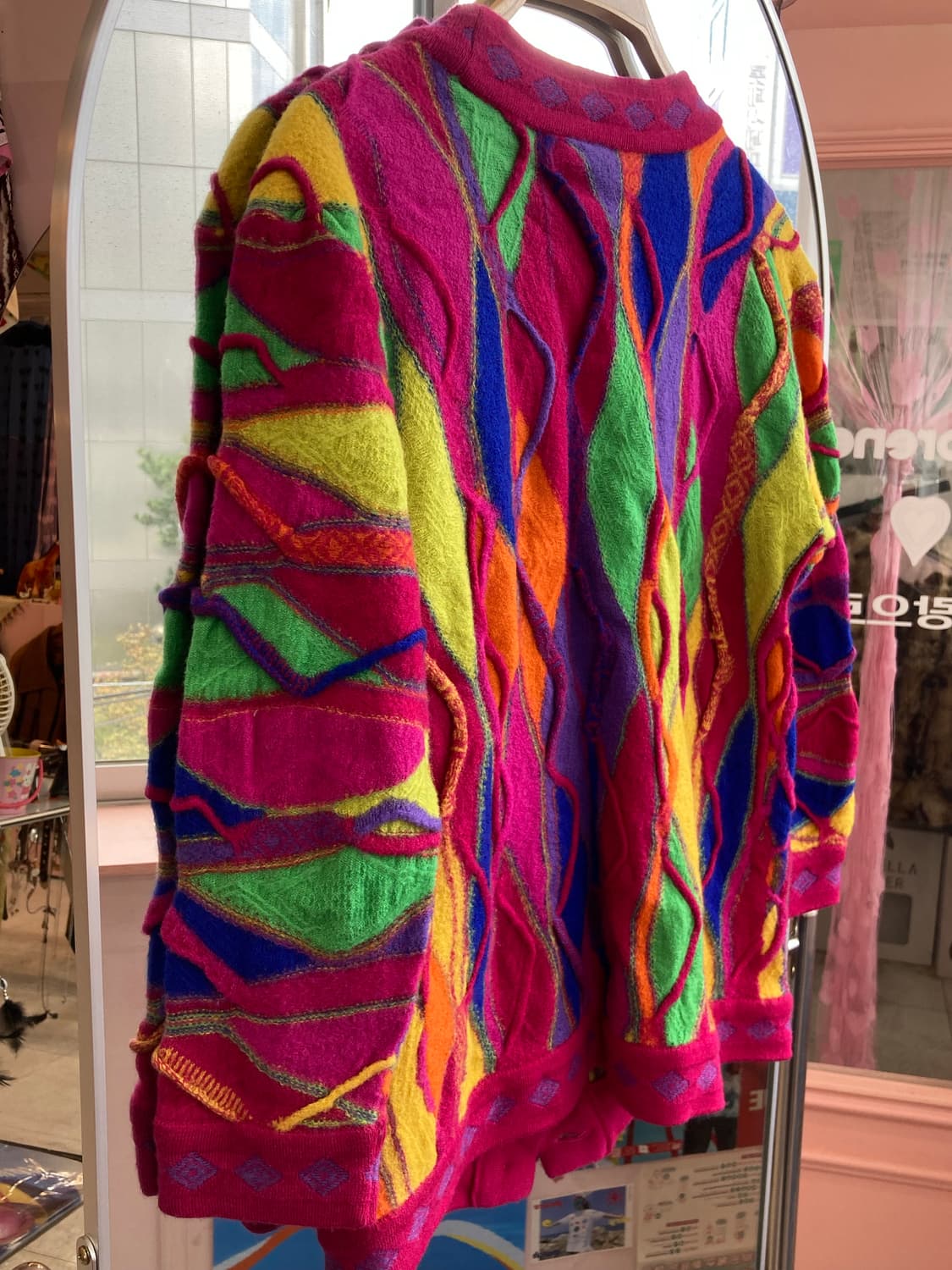 쿠지 레인보우 에스닉 패턴 가디건 상품이미지6