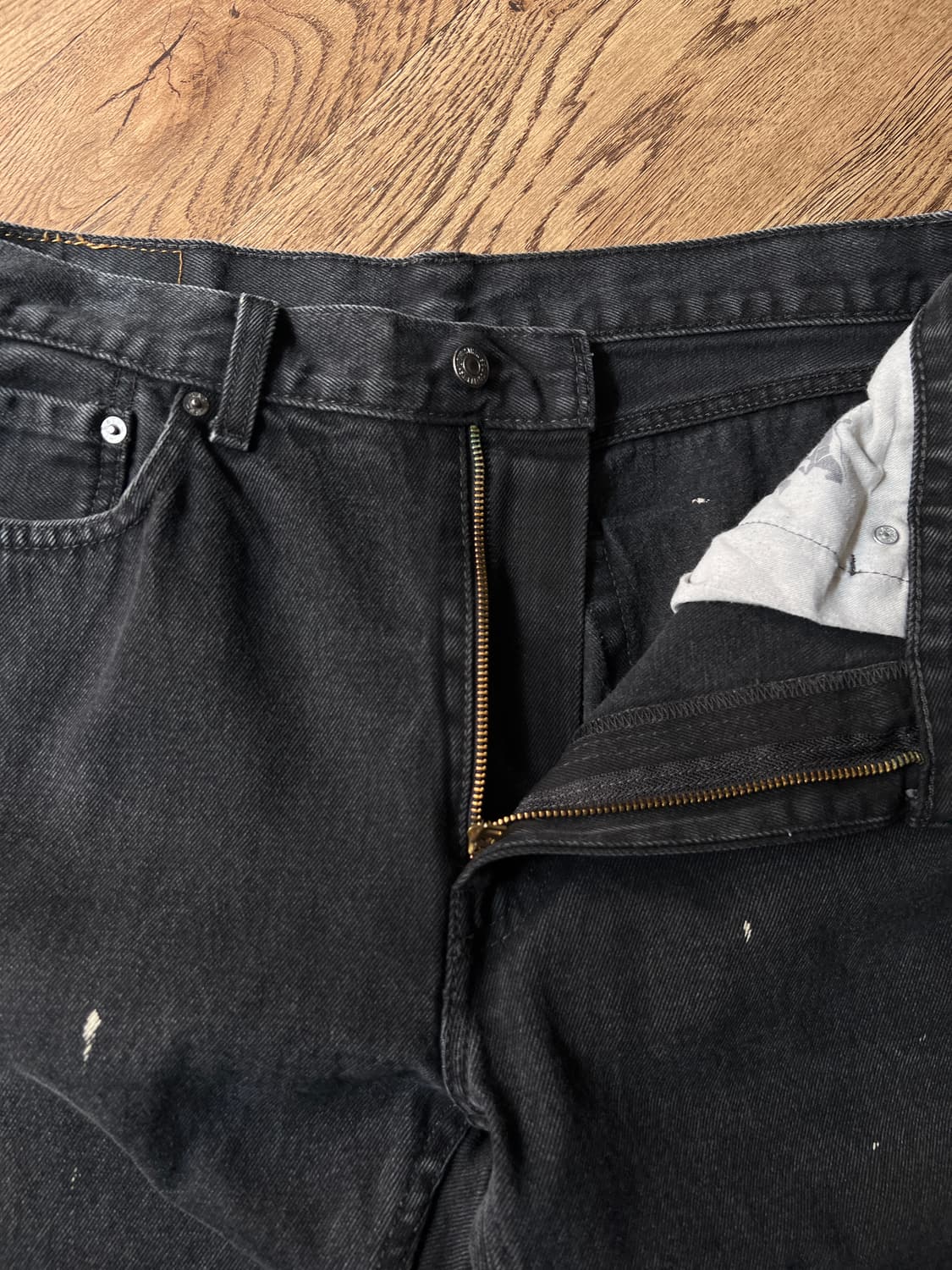 [36]리바이스 505 블리치드 흑청 데님 팬츠 상품이미지3