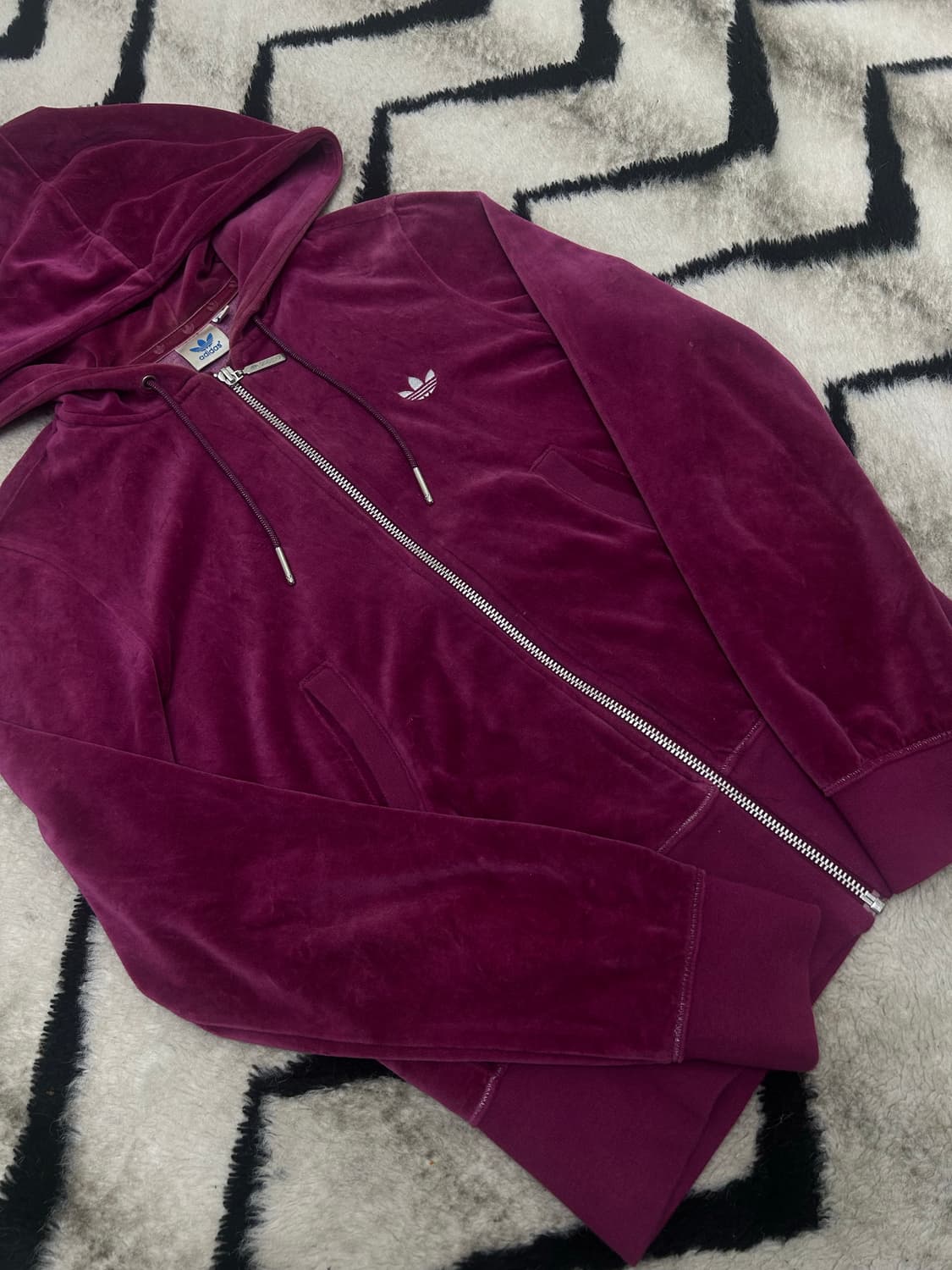 [M]아디다스 벨루어 후드집업/버건디 상품이미지2