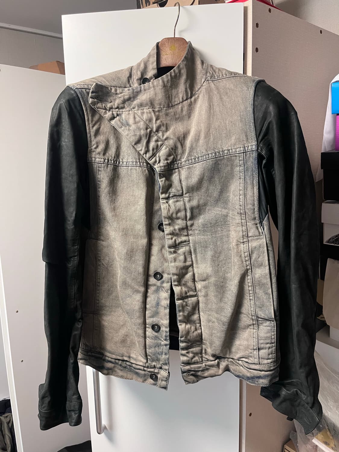 릭오웬스 몰리노 워시드 데님레더 자켓 상품이미지1