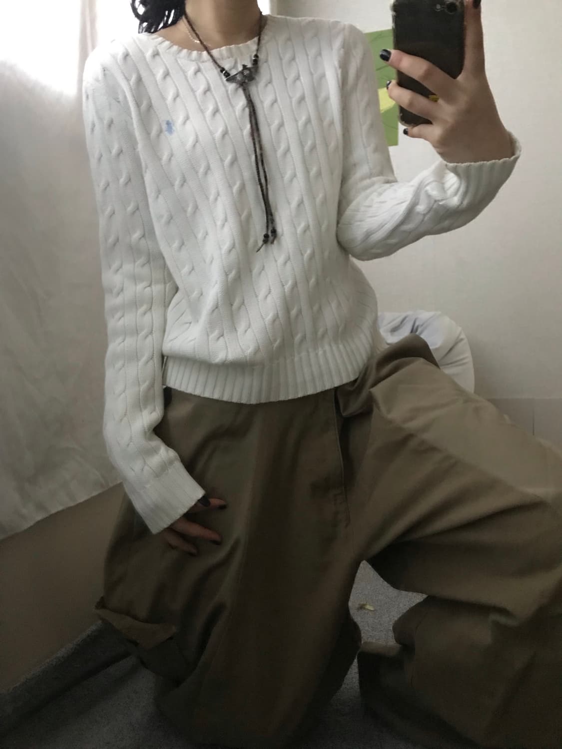 폴로 화이트 케이블 니트 상품이미지3