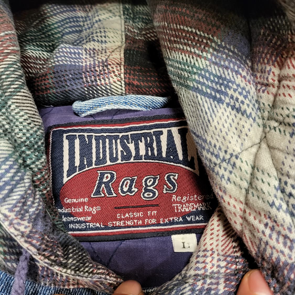 90s Industrial Rags 데님 후드 자켓 (L) 상품이미지5